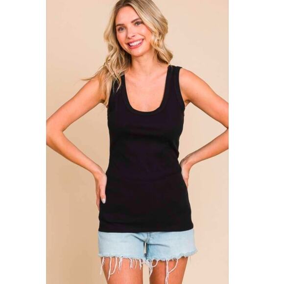 New CULTURE CODE Full Size Ribbed Round Neck Tank Top Women’s SIZE L Black - Picture 1 of 8